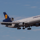 A Lufthansa Cargo MD-11F lands at Dallas-Fort Worth Airport (Tim Shaffer)